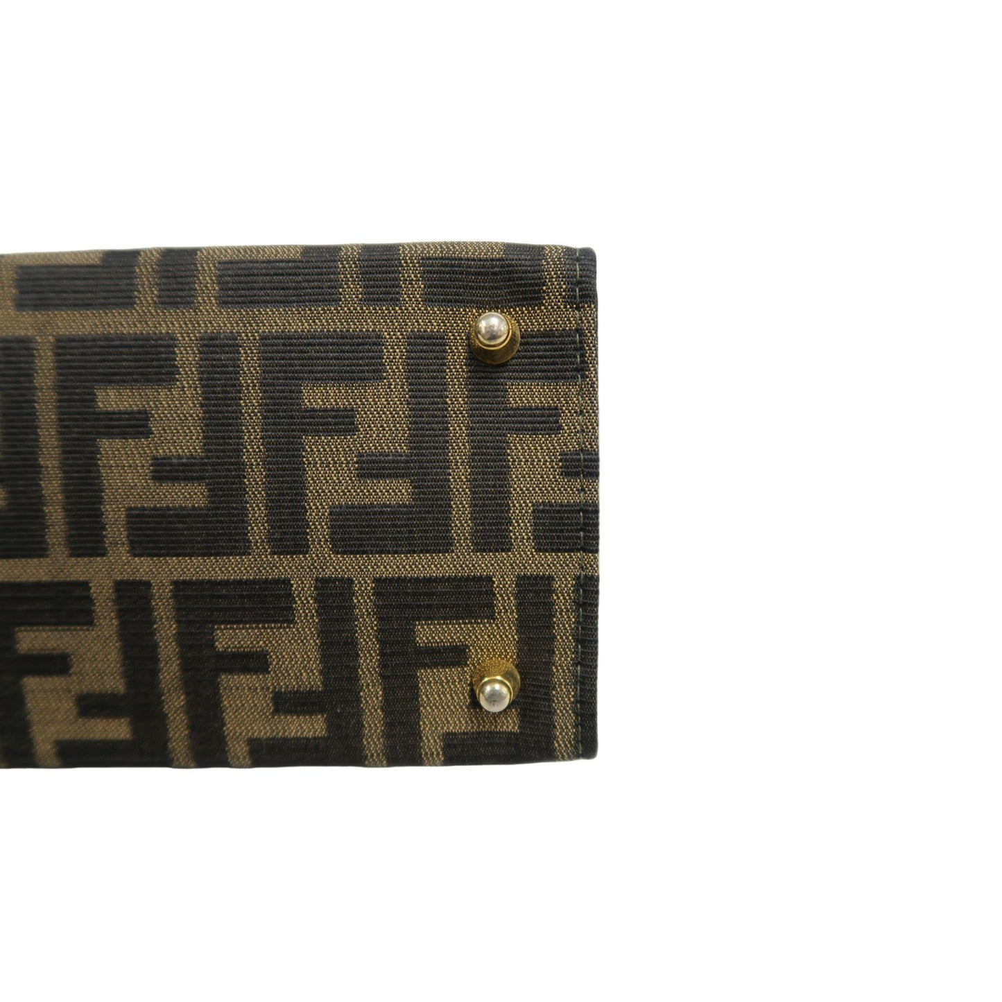 ENDI Zucca Canvas Brown Tote Shoulder Bag With Gold Hardware