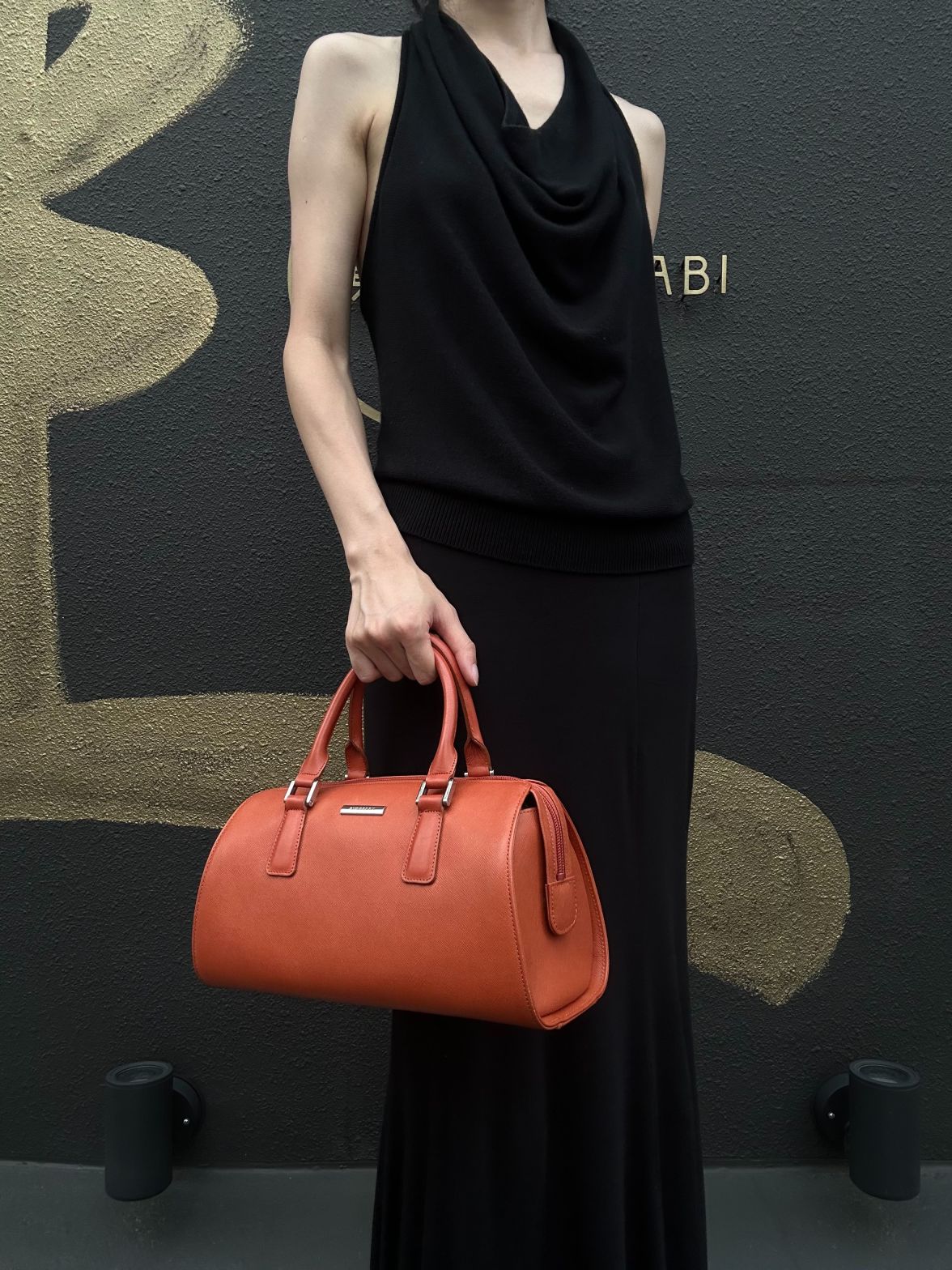 BURBERRY Orange PVC Boston Handbag With Silver Hardware