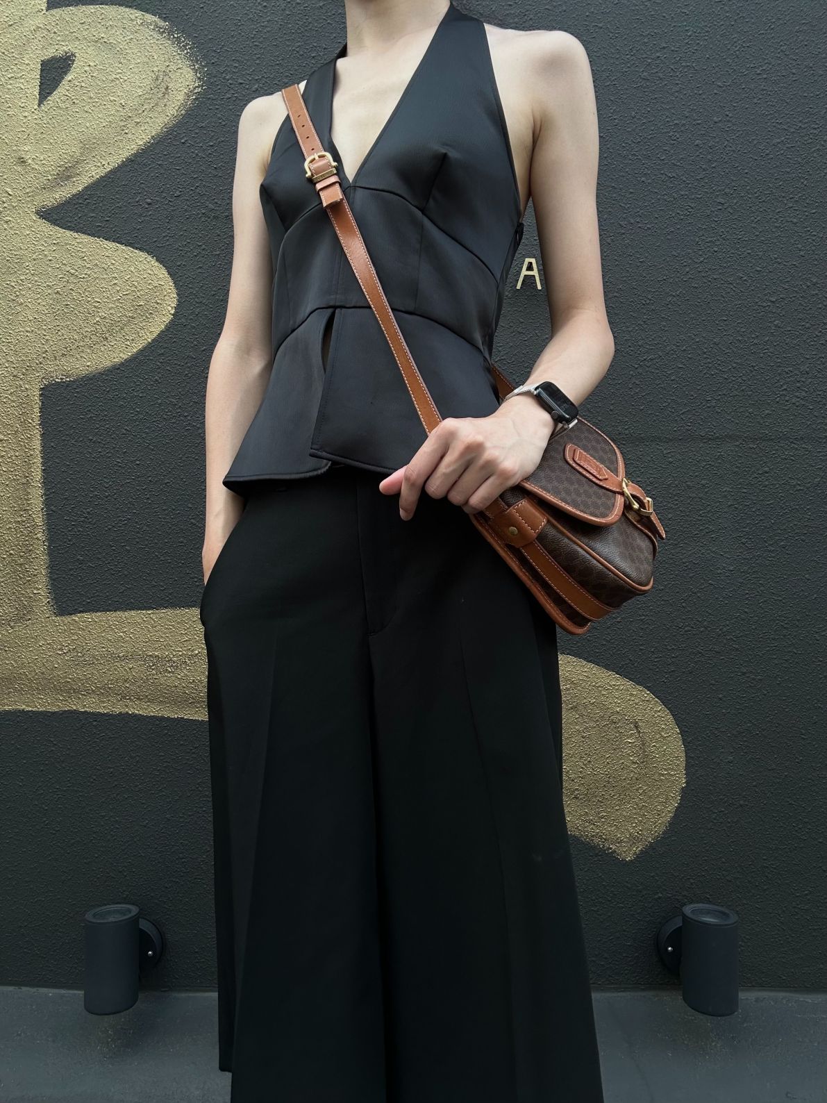 CELINE Macadam PVC Shoulder Crossbody Bag Brown