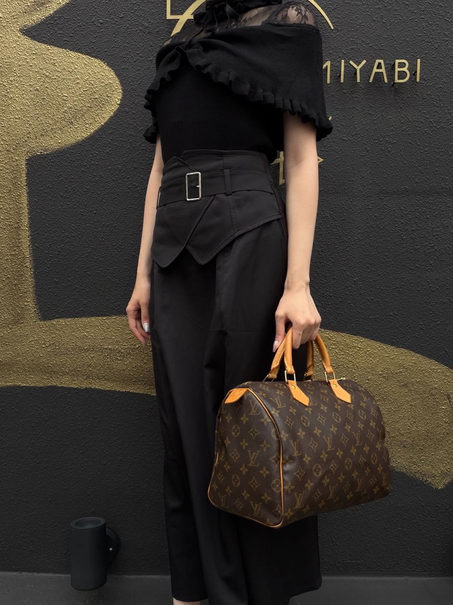 LOUIS VUITTON Vintage Monogram Speedy 30 Handbag Canvas Cowhide Brown Gold Hardware