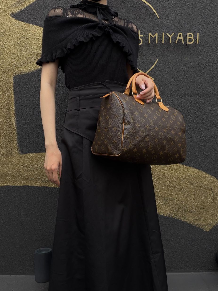 LOUIS VUITTON Vintage Monogram Speedy 30 Handbag Canvas Cowhide Brown Gold Hardware