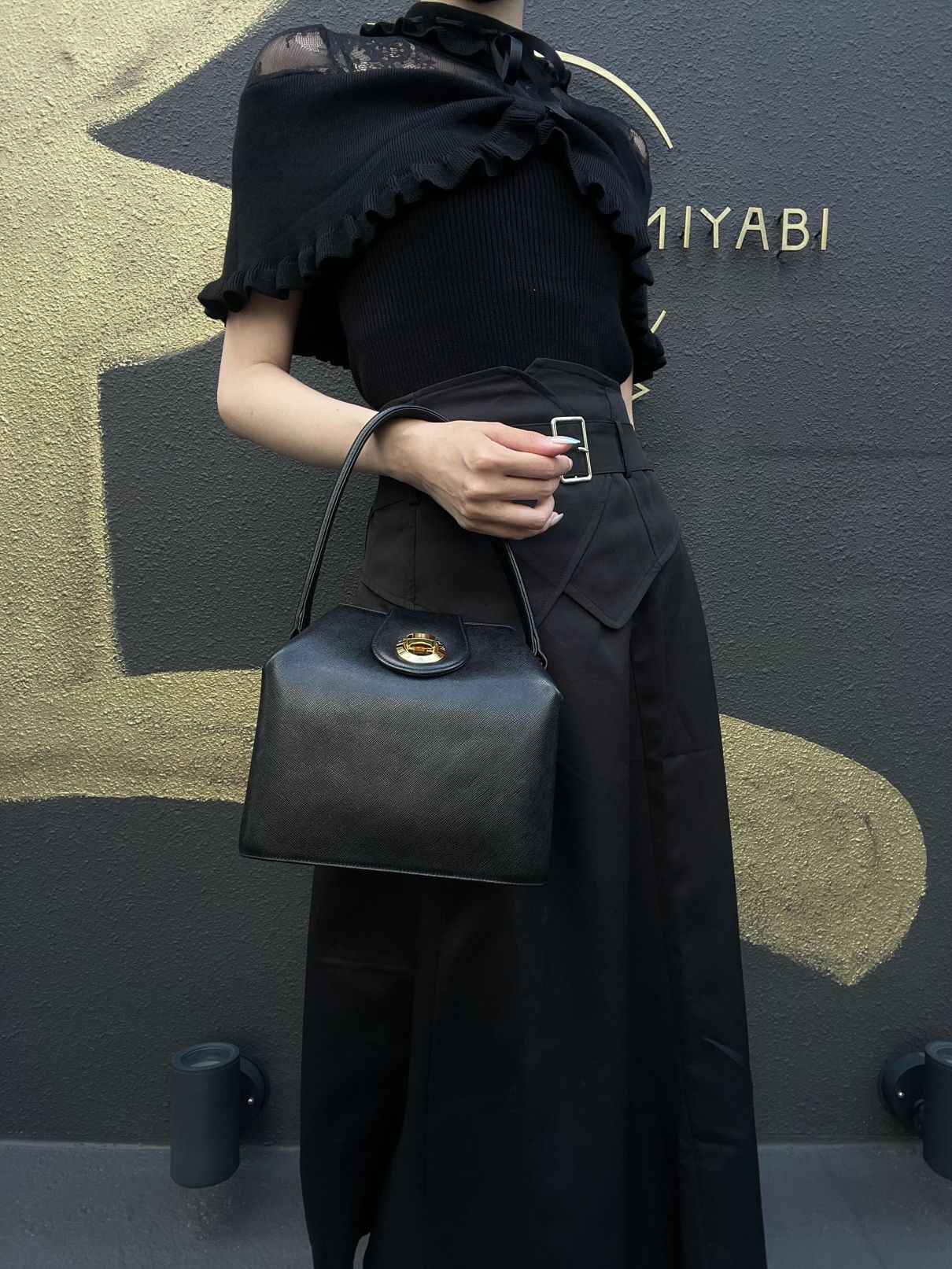 GIVENCHY Handbag PVC Black Gold-Tone Hardware With Box