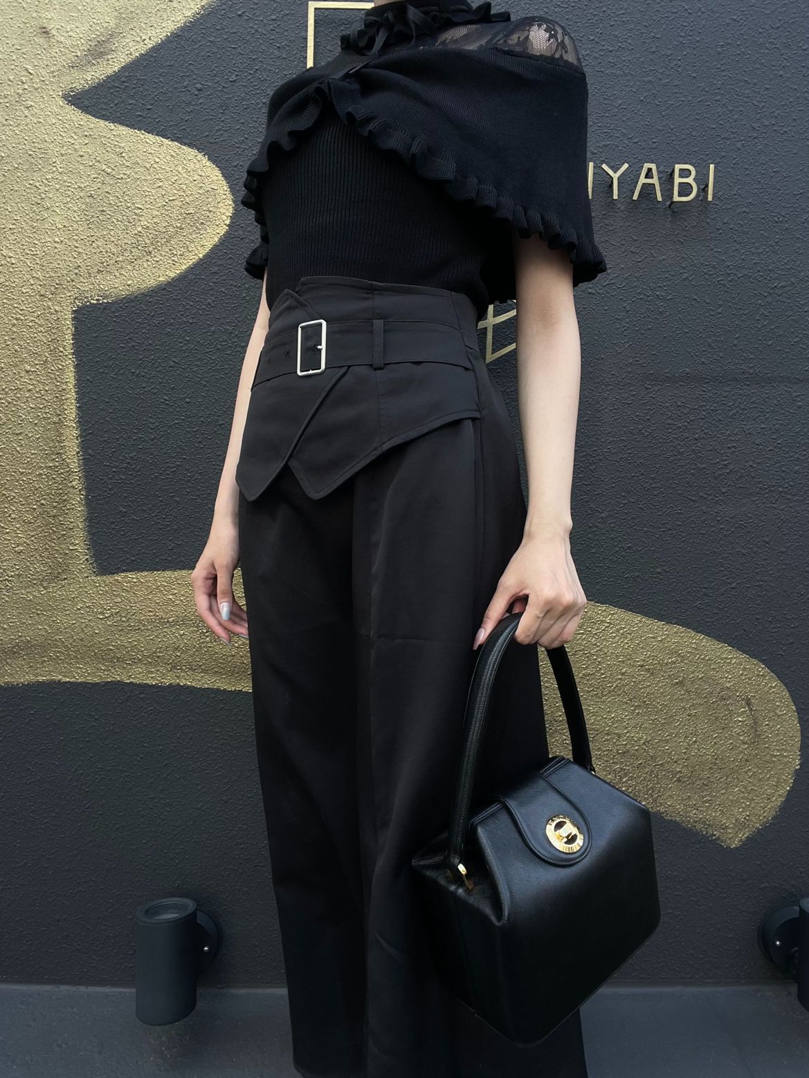 GIVENCHY Handbag PVC Black Gold-Tone Hardware With Box