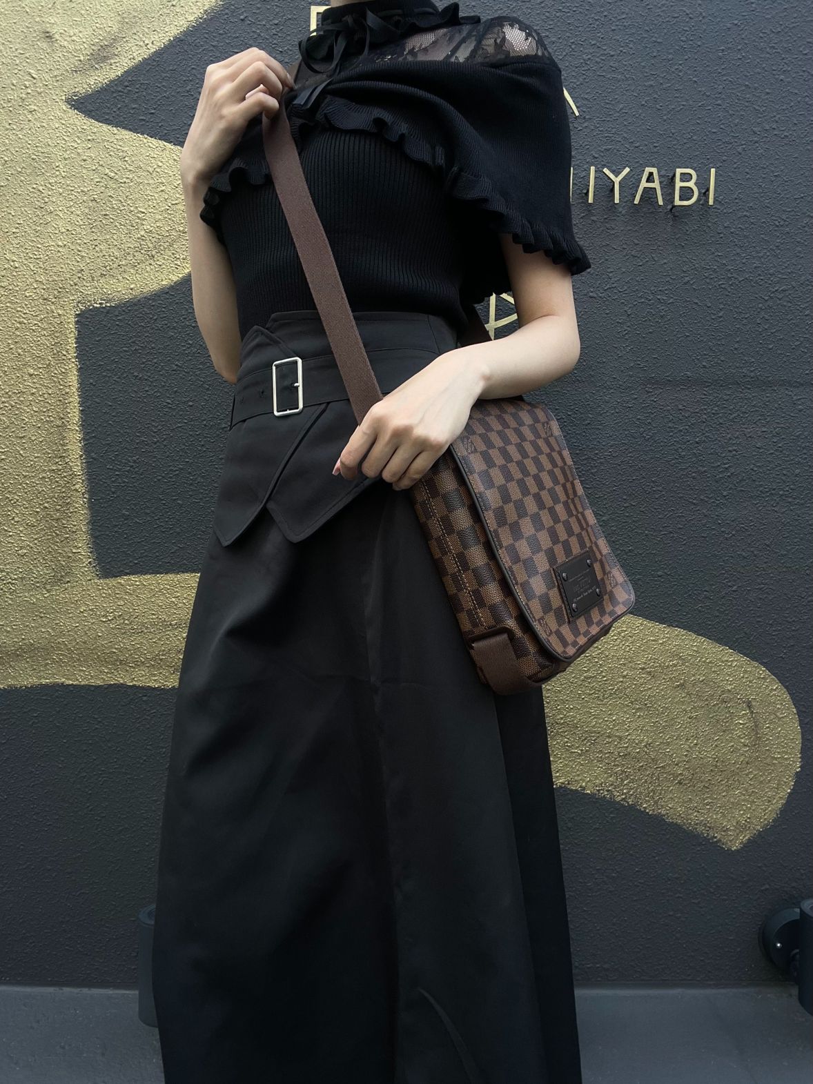 LOUIS VUITTON Brooklyn Damier Shoulder Bag PVC Brown With Original Box DustyBag