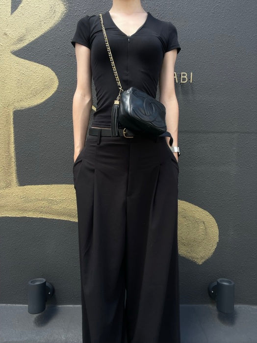 CHANEL Vintage Deca Coco Big CC Logo Fringe lambskin Chain Shoulder Bag Black Gold Hardware