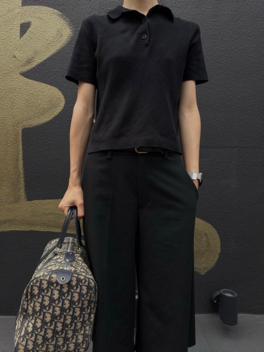 CHRISTIAN DIOR Oblique Trotter Mini Boston Handbag Beige Navy Monogram Canvas Black Leather Trim Spacious Vintage Classic Casual Commute Bag