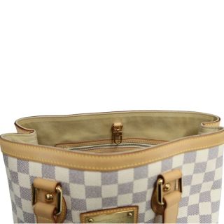 LOUIS VUITTON  Damier Azur Hampstead Tote Bag Canvas Cowhide White Gold Hardware