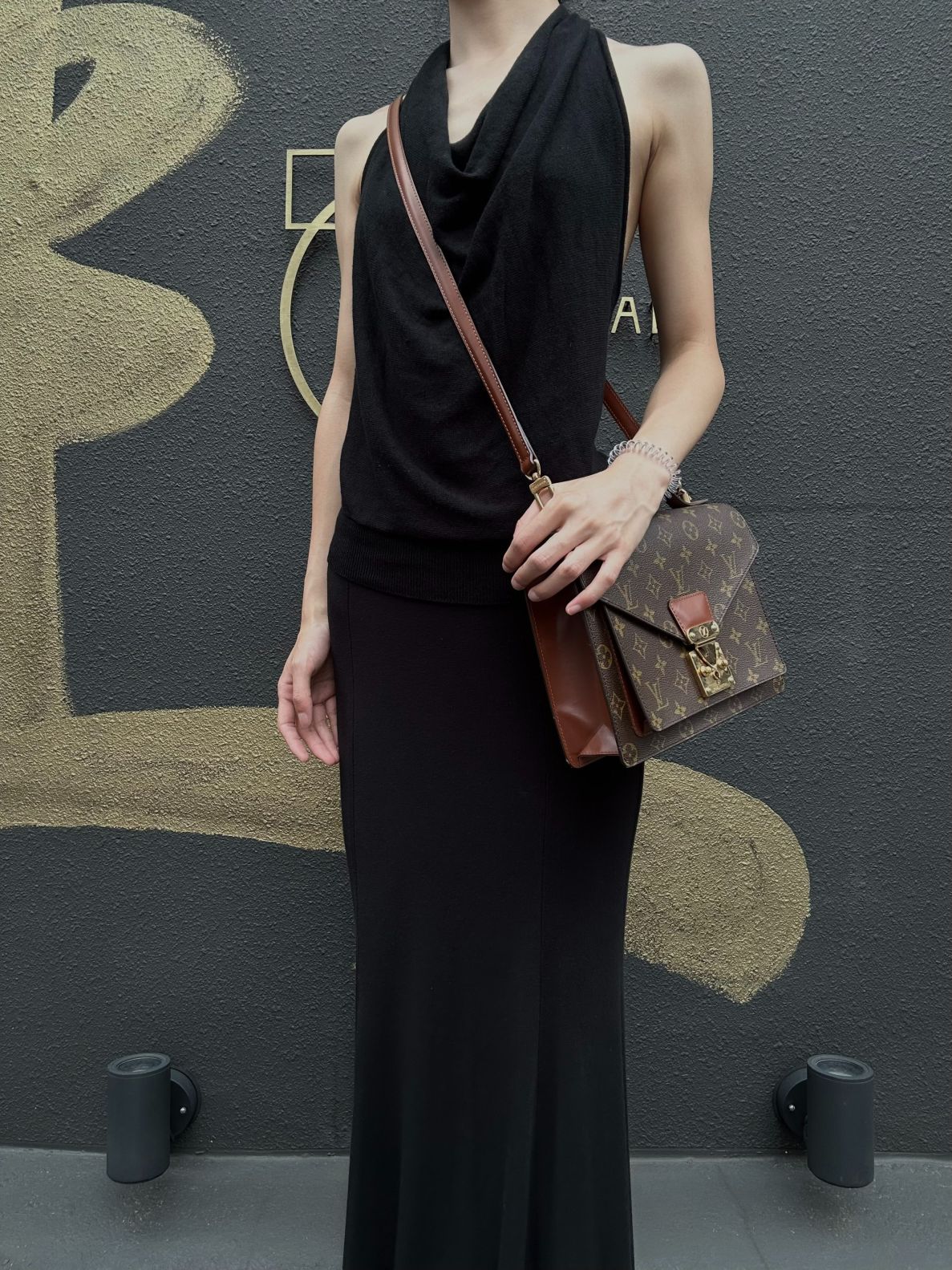 LOUIS VUITTON Monogram Monceau 26 Handbag 2way with Shoulder Strap Brown Gold Hardware