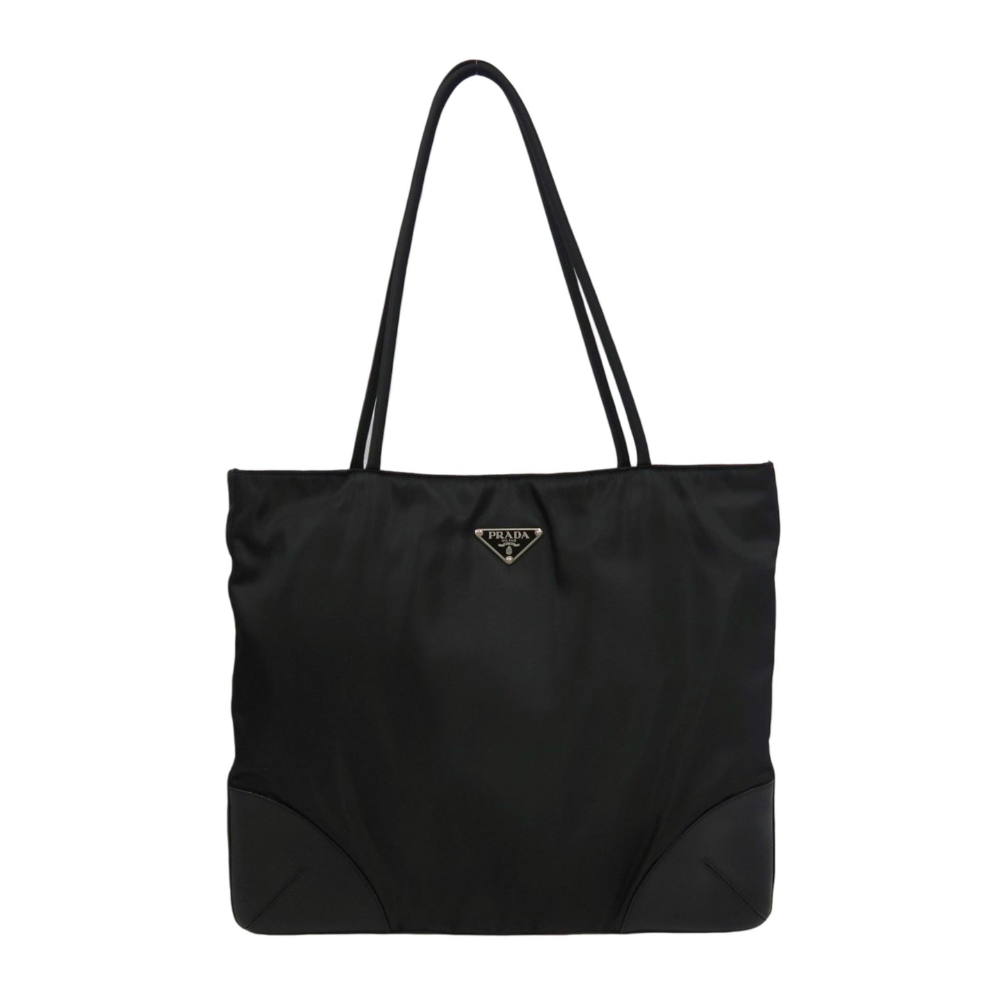 PRADA Tote Bag Shoulder Bag Nylon  Black Silver Hardware