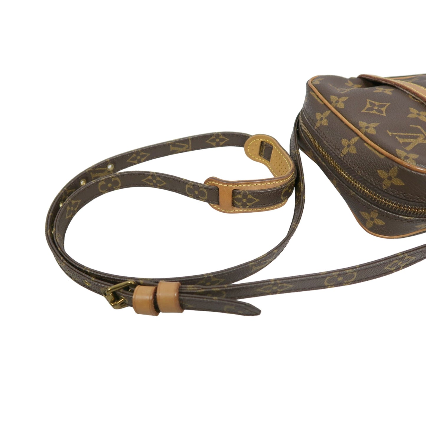 LOUIS VUITTON Monogram Danube Shoulder Bag Brown Gold Hardware