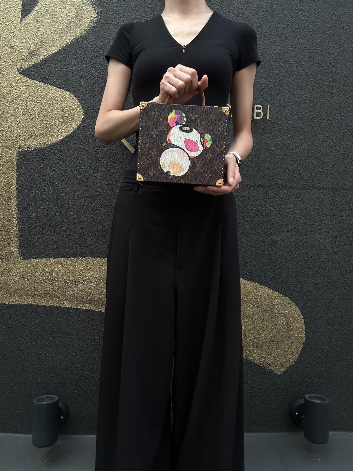 LOUIS VUITTON Monogram Panda Takashi Murakami Limited Box Case PVC Brown Gold Metal Trim