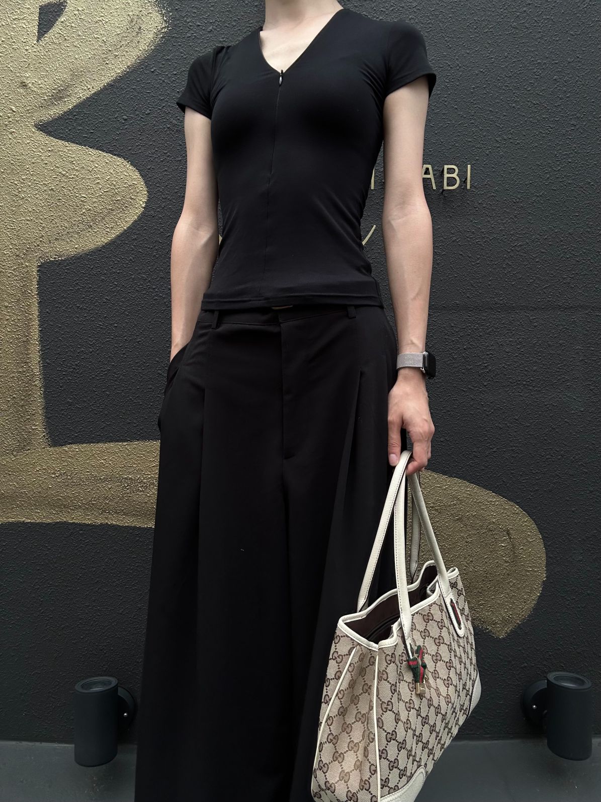 GUCCI Princy GG Canvas Tote Bag  Leather Beige Gold Hardware