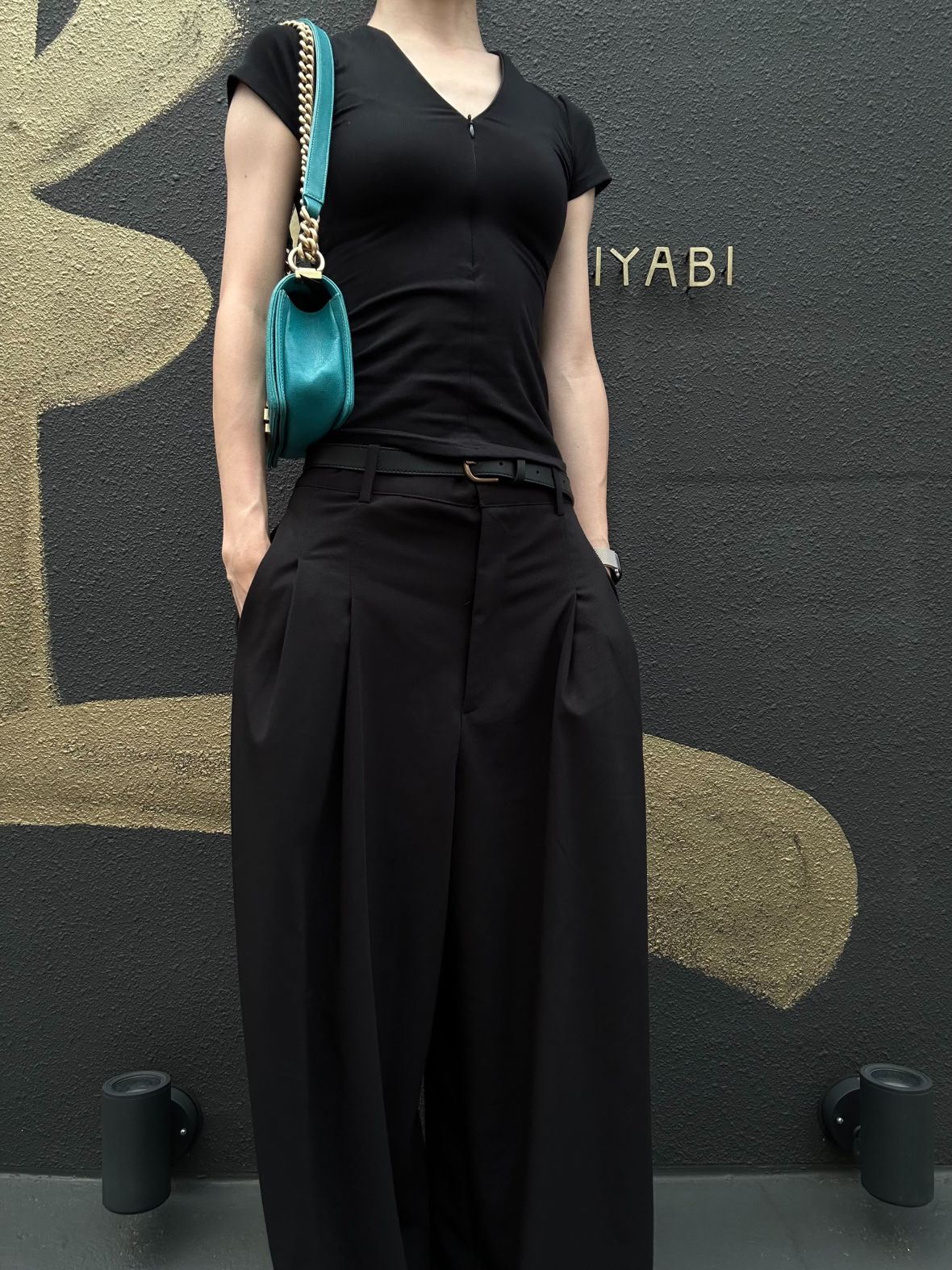 CHANEL Boy Matelasse Shoulder Bag Calfskin Turquoise Blue Gold Hardware
