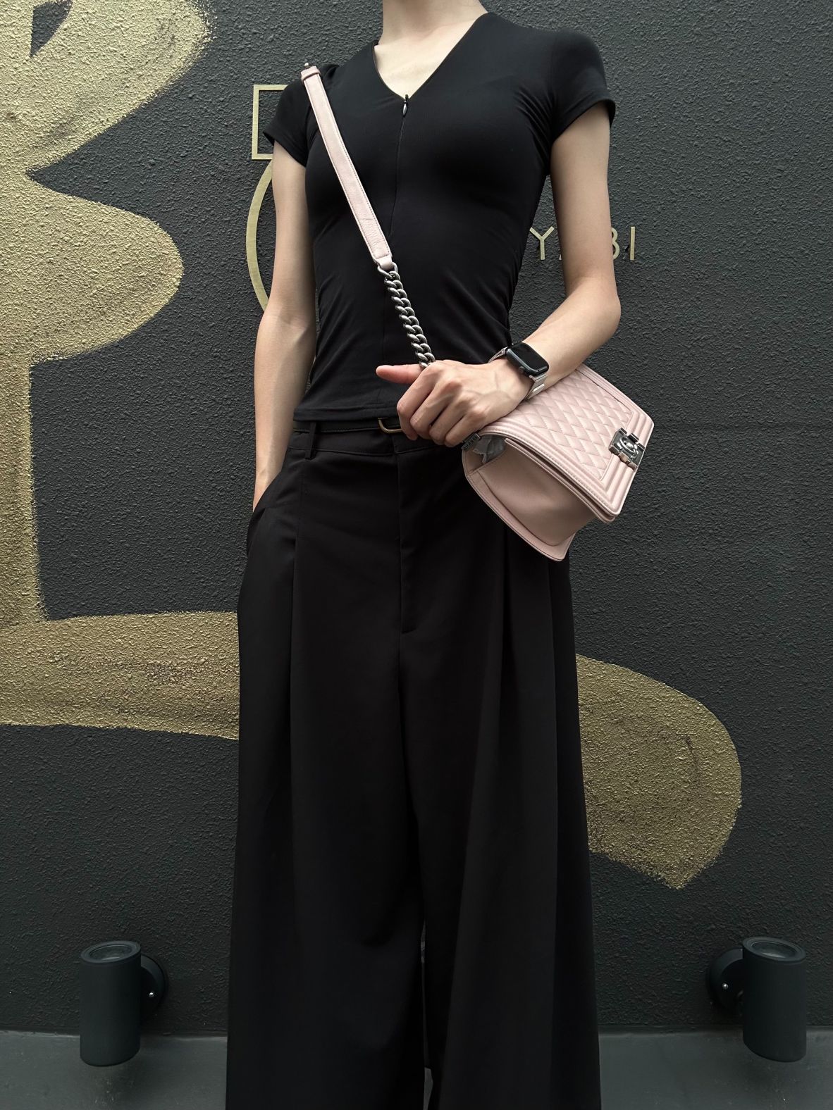 CHANEL Pink Lambskin Quilted Boy Chanel Chain Shoulder Crossbody Bag With Aged Silver Hardware