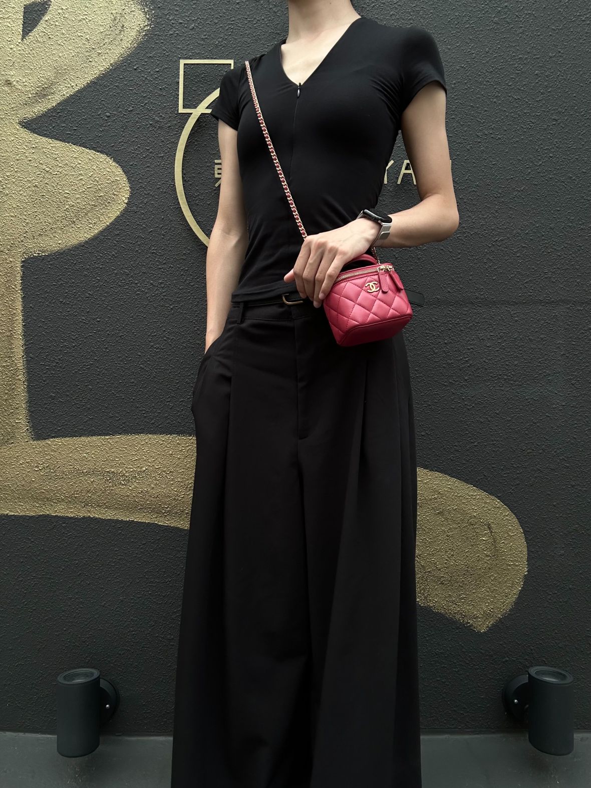 CHANEL Handle Vanity Matelasse Shoulder Bag Caviar Leather Burgundy Gold Hardware