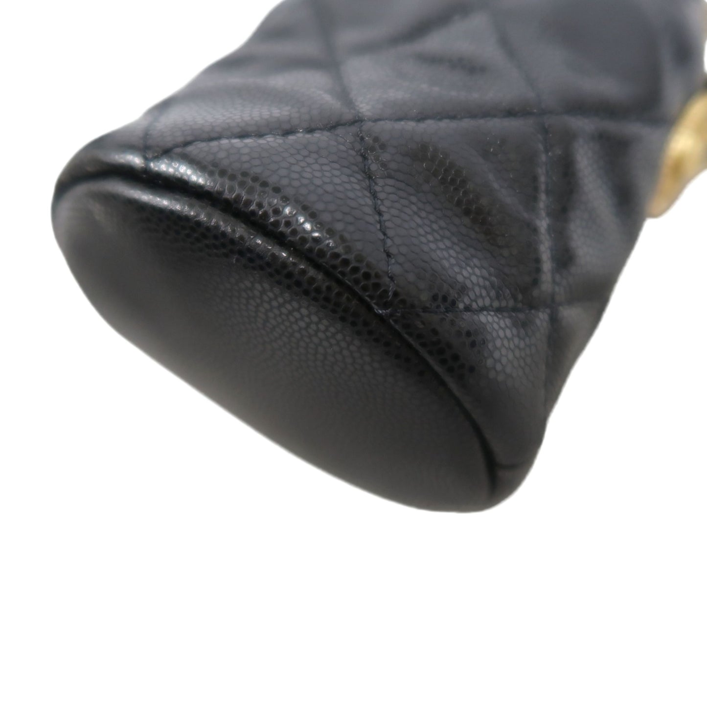 CHANEL Mini Coin Bucket Shoulder Bag Caviar Leather Black Vintage Gold Hardware
