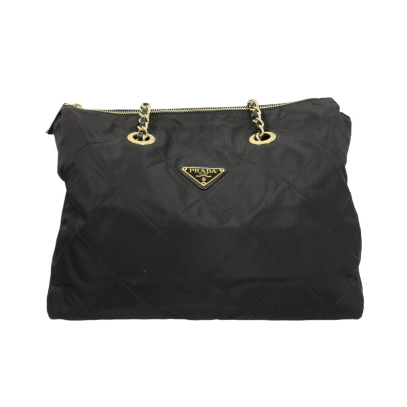 Prada Nylon Chain Shoulder Bag, Black with Gold-tone Hardware