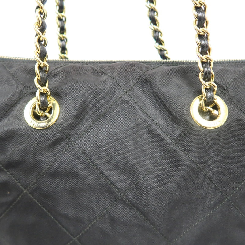 Prada Nylon Chain Shoulder Bag, Black with Gold-tone Hardware
