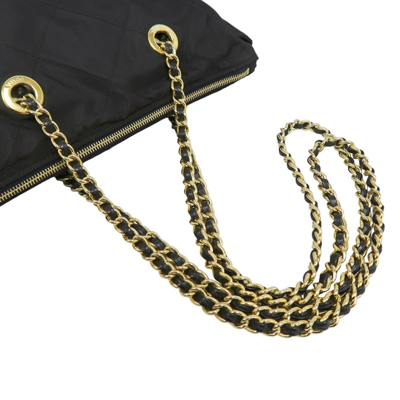 Prada Nylon Chain Shoulder Bag, Black with Gold-tone Hardware