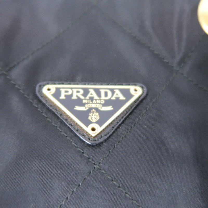 Prada Nylon Chain Shoulder Bag, Black with Gold-tone Hardware