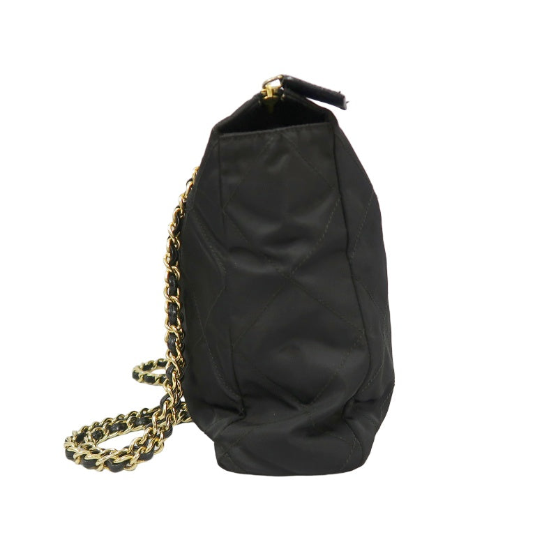 Prada Nylon Chain Shoulder Bag, Black with Gold-tone Hardware