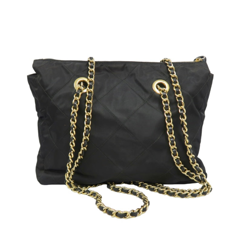 Prada Nylon Chain Shoulder Bag, Black with Gold-tone Hardware