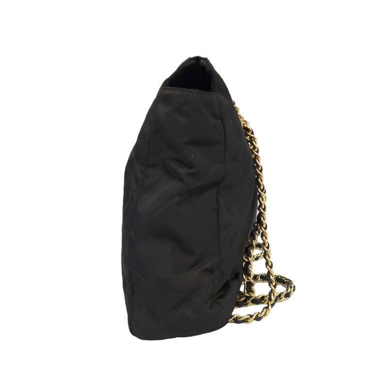 Prada Nylon Chain Shoulder Bag, Black with Gold-tone Hardware