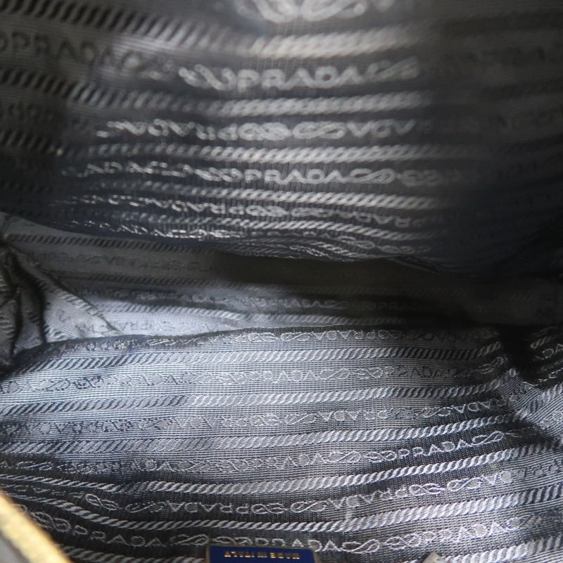 PRADA Nylon Chain Shoulder Bag, Navy with Gold Hardware, Black Nylon Tote Shoulder Bag