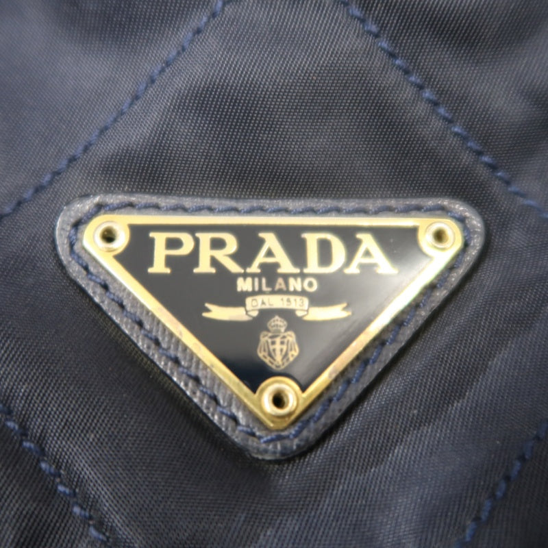 PRADA Nylon Chain Shoulder Bag, Navy with Gold Hardware, Black Nylon Tote Shoulder Bag