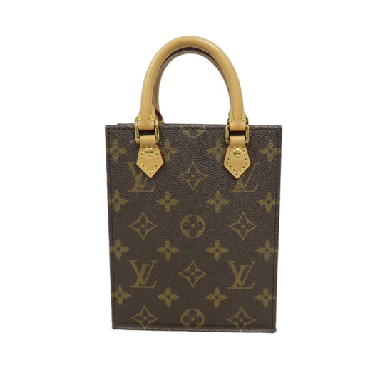 LOUIS VUITTON Sac Plat BB Monogram Handbag, Brown, with Shoulder Strap