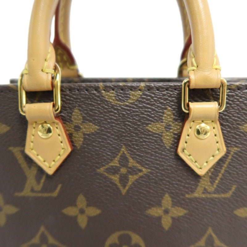 LOUIS VUITTON Sac Plat BB Monogram Handbag, Brown, with Shoulder Strap