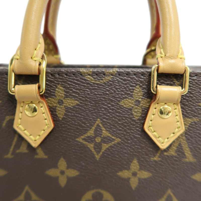 LOUIS VUITTON Sac Plat BB Monogram Handbag, Brown, with Shoulder Strap