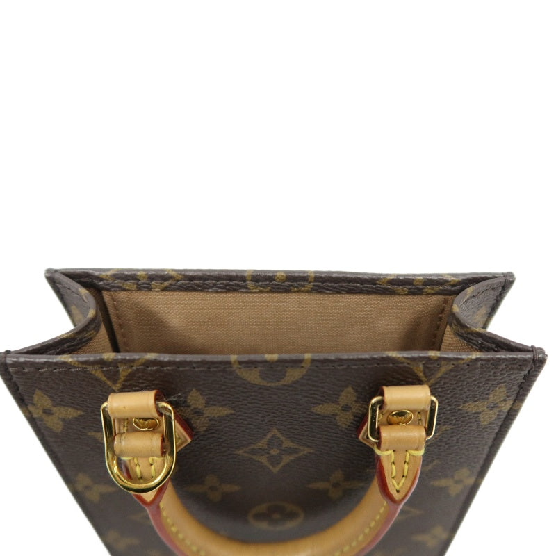 LOUIS VUITTON Sac Plat BB Monogram Handbag, Brown, with Shoulder Strap