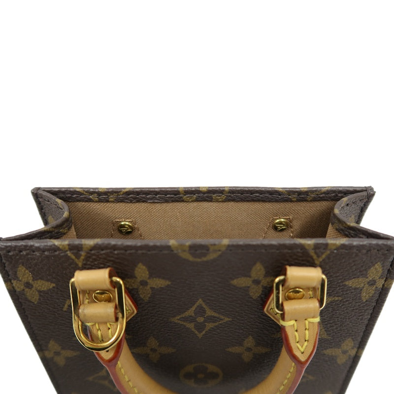 LOUIS VUITTON Sac Plat BB Monogram Handbag, Brown, with Shoulder Strap