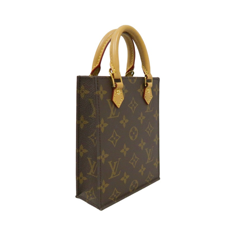 LOUIS VUITTON Sac Plat BB Monogram Handbag, Brown, with Shoulder Strap