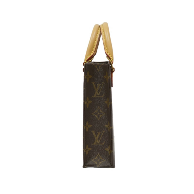 LOUIS VUITTON Sac Plat BB Monogram Handbag, Brown, with Shoulder Strap