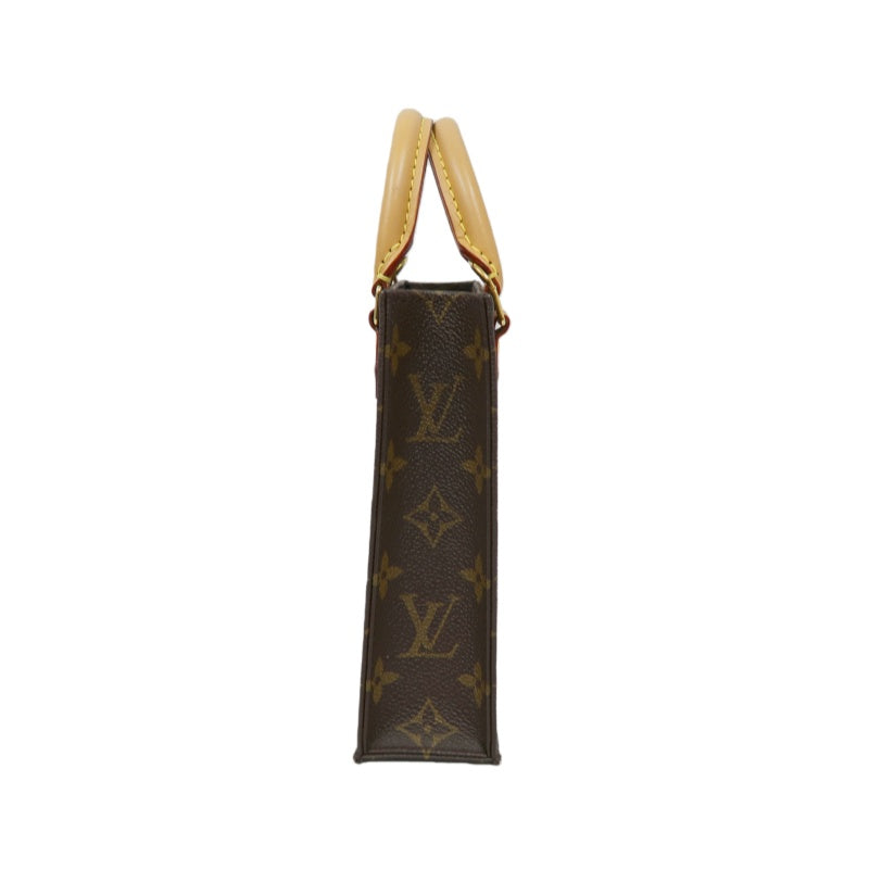 LOUIS VUITTON Sac Plat BB Monogram Handbag, Brown, with Shoulder Strap