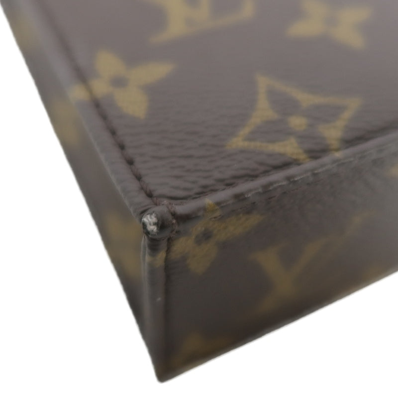 LOUIS VUITTON Sac Plat BB Monogram Handbag, Brown, with Shoulder Strap