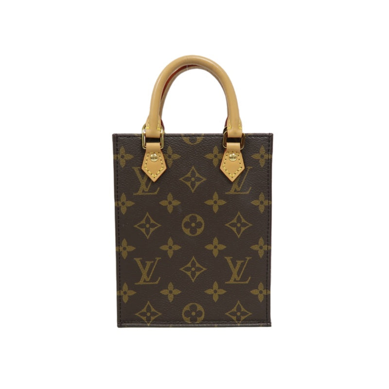 LOUIS VUITTON Sac Plat BB Monogram Handbag, Brown, with Shoulder Strap