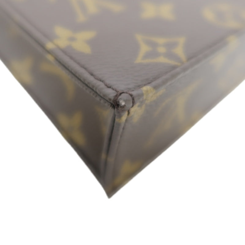 LOUIS VUITTON Sac Plat BB Monogram Handbag, Brown, with Shoulder Strap