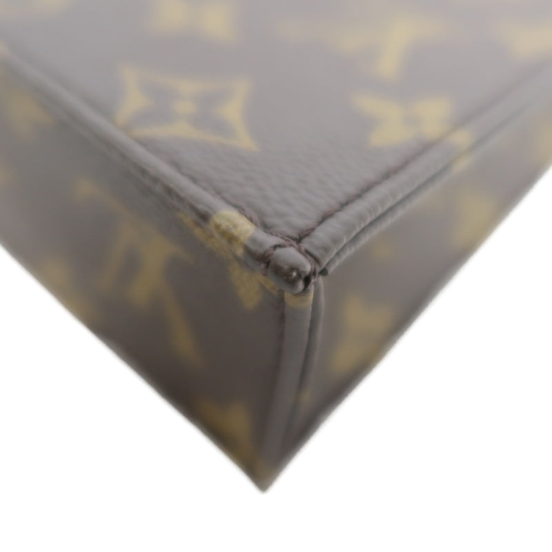 LOUIS VUITTON Sac Plat BB Monogram Handbag, Brown, with Shoulder Strap