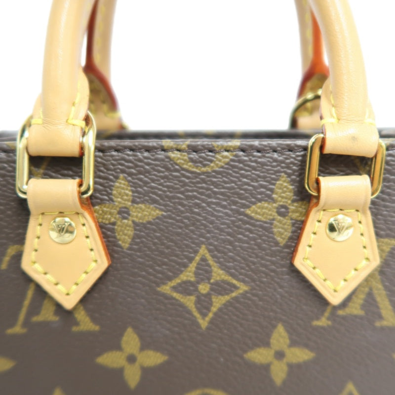 LOUIS VUITTON Sac Plat BB Monogram Handbag, Brown, with Shoulder Strap
