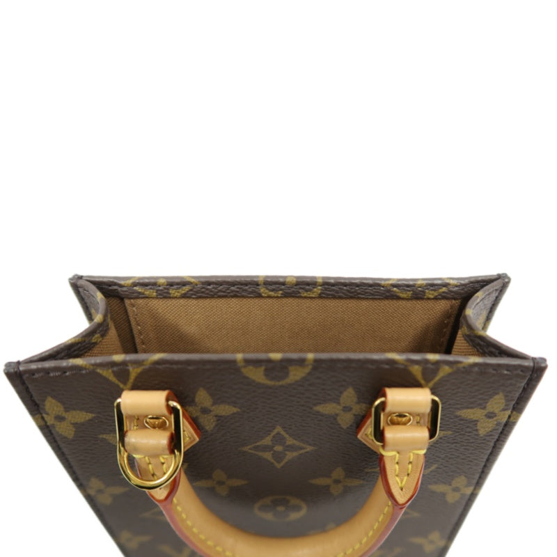 LOUIS VUITTON Sac Plat BB Monogram Handbag, Brown, with Shoulder Strap