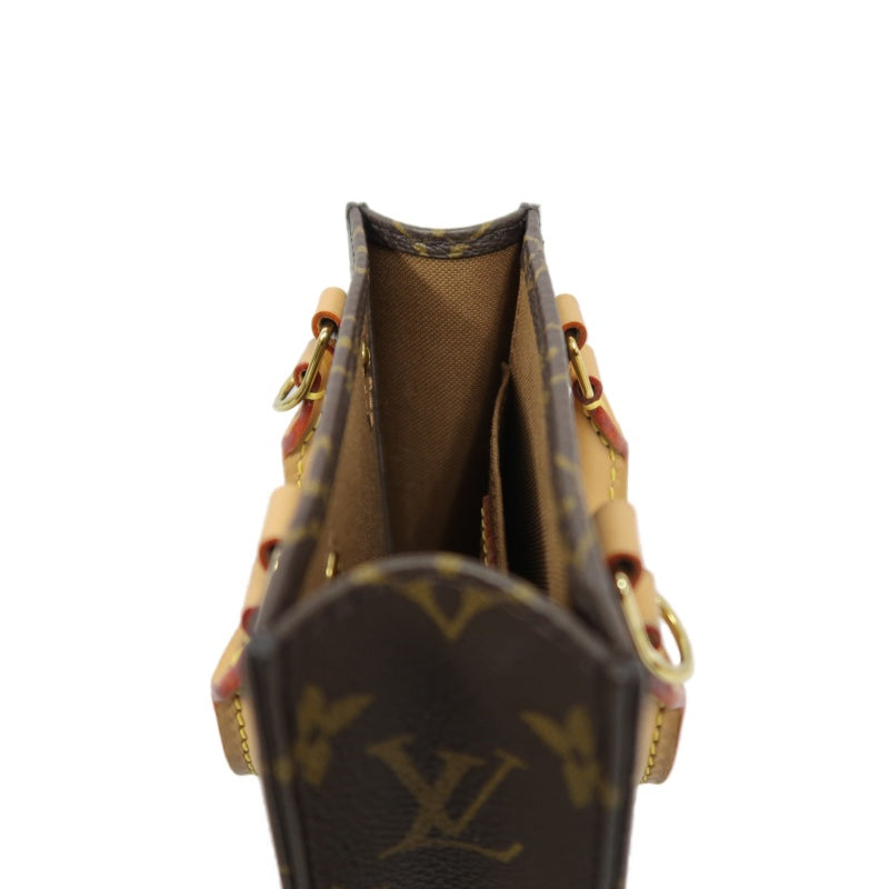 LOUIS VUITTON Sac Plat BB Monogram Handbag, Brown, with Shoulder Strap
