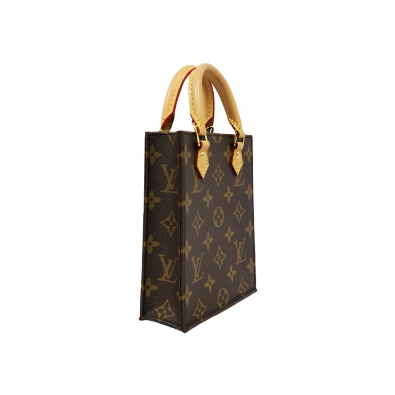 LOUIS VUITTON Sac Plat BB Monogram Handbag, Brown, with Shoulder Strap