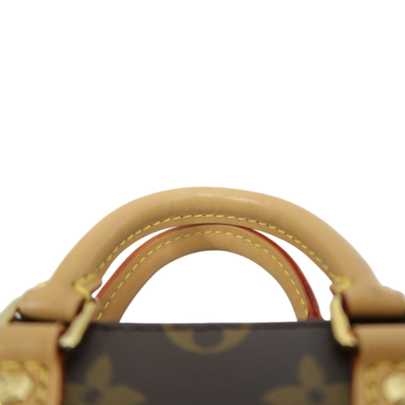 LOUIS VUITTON Sac Plat BB Monogram Handbag, Brown, with Shoulder Strap