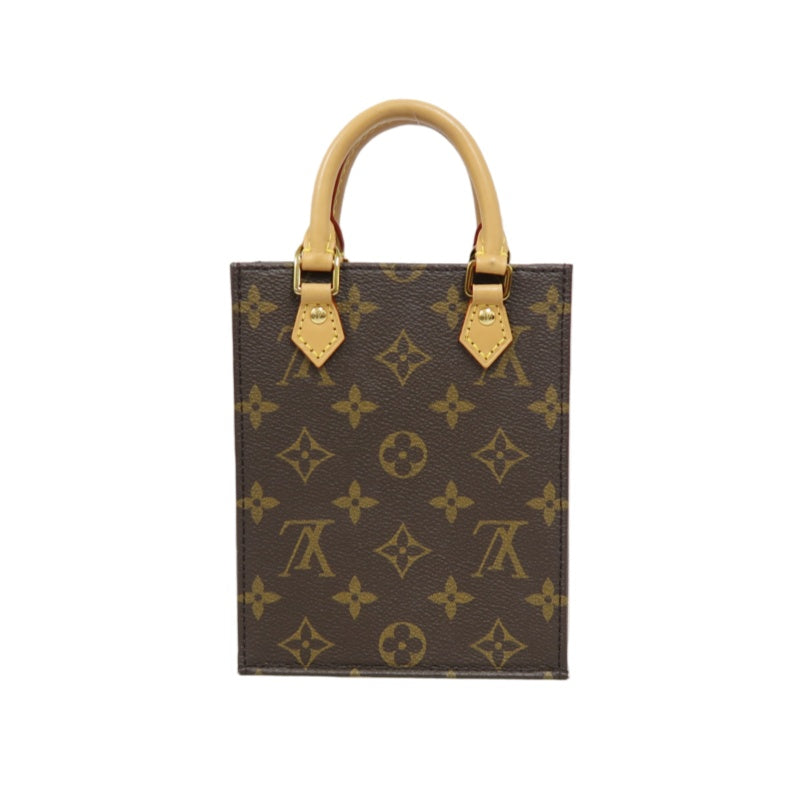 LOUIS VUITTON Sac Plat BB Monogram Handbag, Brown, with Shoulder Strap