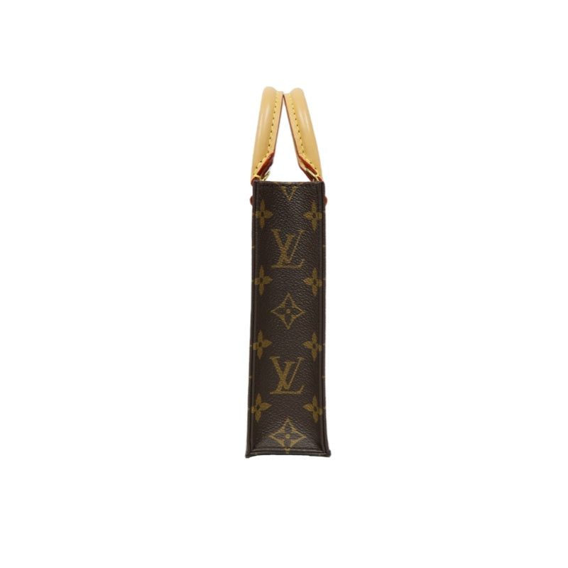 LOUIS VUITTON Sac Plat BB Monogram Handbag, Brown, with Shoulder Strap
