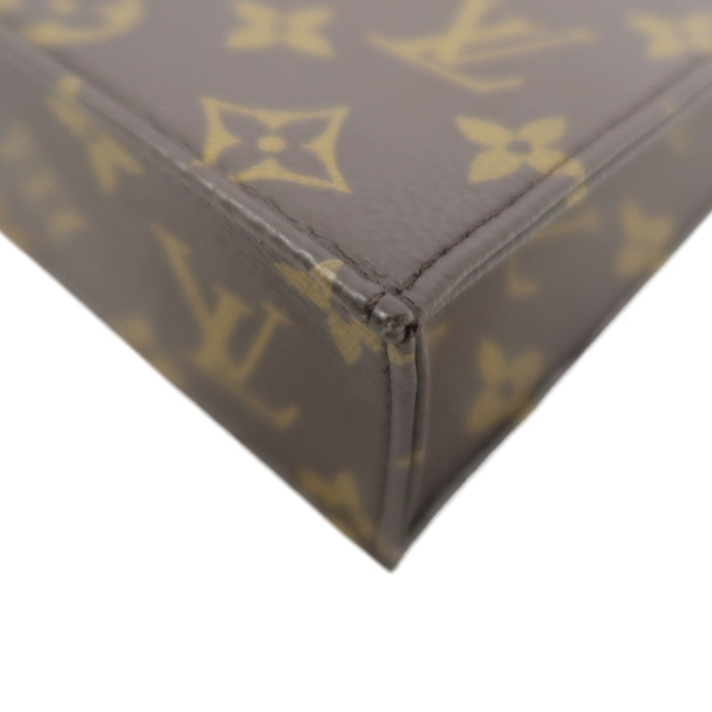 LOUIS VUITTON Sac Plat BB Monogram Handbag, Brown, with Shoulder Strap