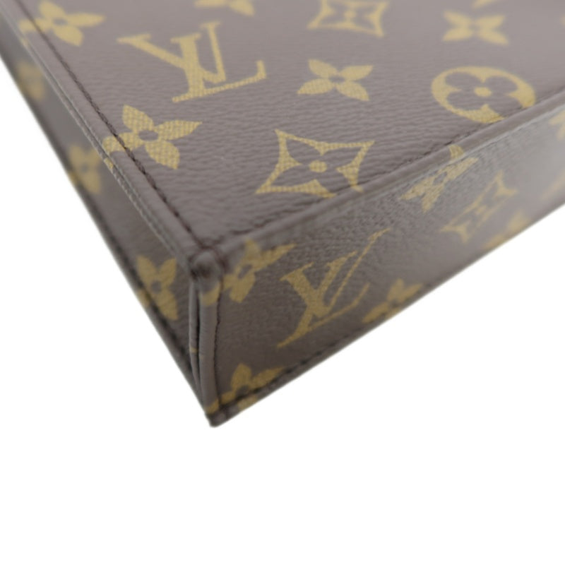 LOUIS VUITTON Sac Plat BB Monogram Handbag, Brown, with Shoulder Strap
